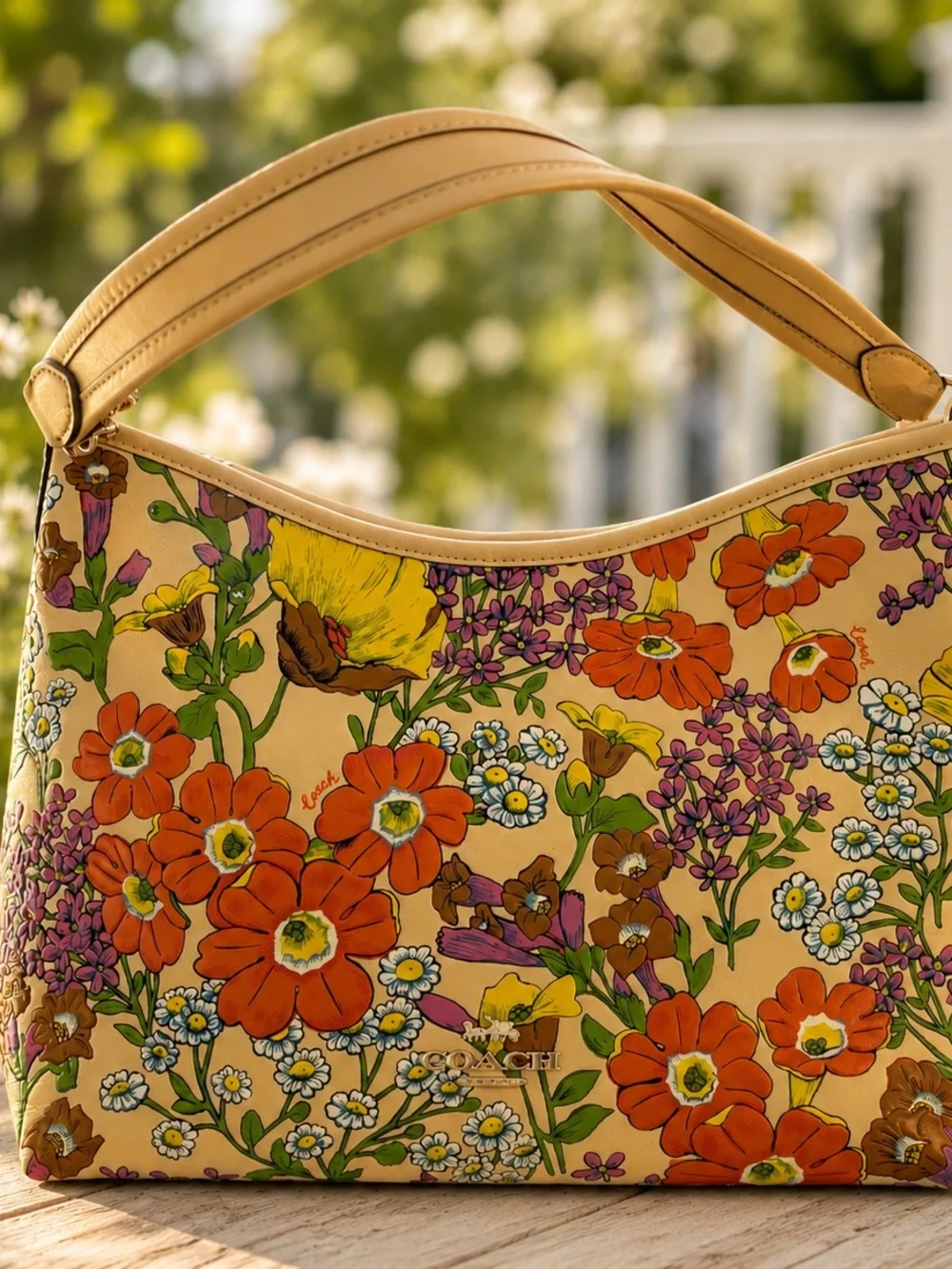 Coach Leather Penelope CT222 Multi Floral Wildflower Print Shoulder Bag